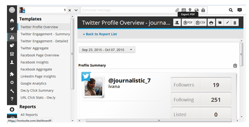 Hootsuite- Twitter profile overview