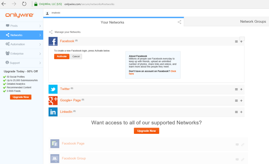  Configuration des réseaux sociaux Onlywire 