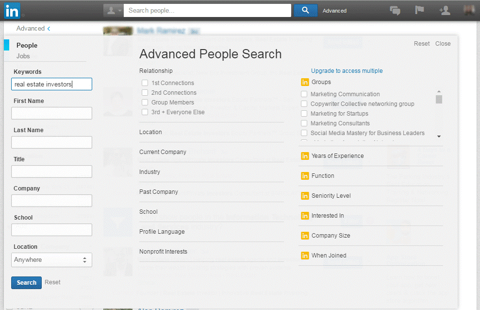 linkedin advanced network search